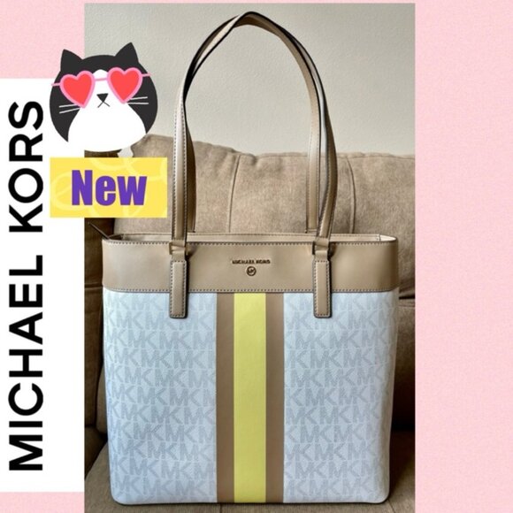 MICHAEL KORS LARGE TOTE BAG VANILLA COLOR , ACORN AND MARIGOLD LINE - Picture 1 of 11